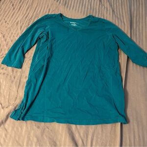 Teal Woman Within V-Neck Top Medium
